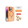 Mey İthalat®   iPhone 14 Pro Kılıf Flet Lens Magsafe Kapak - Turuncu