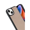 Mey İthalat®   iPhone 15 Kılıf Aras Deri Kapak - Pudra