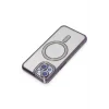 Mey İthalat®   iPhone 15 Kılıf Joke Simli Magneticsafe Kılıf - Derin Mor