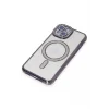 Mey İthalat®   iPhone 15 Kılıf Joke Simli Magneticsafe Kılıf - Derin Mor
