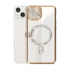 Mey İthalat®   iPhone 15 Kılıf Joke Simli Magneticsafe Kılıf - Gold