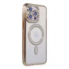 Mey İthalat®   iPhone 15 Pro Kılıf Joke Simli Magneticsafe Kılıf - Gold