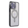 Mey İthalat®   iPhone 15 Pro Kılıf Joke Simli Magneticsafe Kılıf - Siyah
