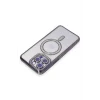Mey İthalat®   iPhone 15 Pro Max Kılıf Joke Simli Magneticsafe Kılıf - Derin Mor