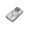 Mey İthalat®   iPhone 15 Pro Max Kılıf Joke Simli Magneticsafe Kılıf - Derin Mor