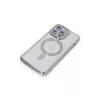 Mey İthalat®   iPhone 15 Pro Max Kılıf Joke Simli Magneticsafe Kılıf - Gümüş