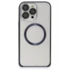 Mey İthalat®   iPhone 15 Pro Max Kılıf Metal Bumper Magneticsafe Kapak - Lacivert