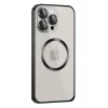 Mey İthalat®   iPhone 15 Pro Max Kılıf Metal Bumper Magneticsafe Kapak - Siyah