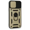 Mey İthalat®   iPhone 15 Pro Max Kılıf Pars Lens Yüzüklü Silikon - Gold