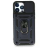 Mey İthalat®   iPhone 15 Pro Max Kılıf Pars Lens Yüzüklü Silikon - Lacivert