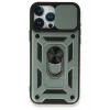 Mey İthalat®   iPhone 15 Pro Max Kılıf Pars Lens Yüzüklü Silikon - Yeşil