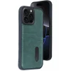 Mey İthalat®   iPhone 15 Pro Max Kılıf Sara Kartvizitli Deri Kılıf - Koyu Yeşil