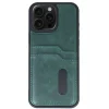 Mey İthalat®   iPhone 15 Pro Max Kılıf Sara Kartvizitli Deri Kılıf - Koyu Yeşil