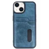 Mey İthalat®   iPhone 15 Sara Kartvizitli Deri Kılıf - Lacivert