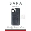 Mey İthalat®   iPhone 15 Sara Kartvizitli Deri Kılıf - Lacivert