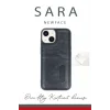 Mey İthalat®   iPhone 15 Sara Kartvizitli Deri Kılıf - Siyah