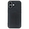 Mey İthalat®   iPhone 16 Kılıf Sara Kartvizitli Deri Kılıf - Siyah