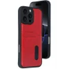 Mey İthalat®   iPhone 16 Pro Kılıf Sara Kartvizitli Deri Kılıf - Kırmızı