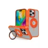 Mey İthalat®   iPhone 16 Pro Max Banza Magsafe Standlı Kapak - Turuncu