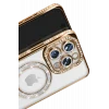 Mey İthalat®   iPhone 16 Pro Max Kılıf Joke Simli Magneticsafe Kılıf - Gold