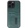 Mey İthalat®   iPhone 16 Pro Max Kılıf Sara Kartvizitli Deri Kılıf - Koyu Yeşil