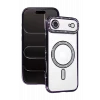 Mey İthalat®   iPhone 17 Air Joke Simli Magneticsafe Kılıf - Derin Mor