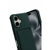 Mey İthalat®   iPhone 17 Kelvin Kartvizitli Silikon - Koyu Yeşil