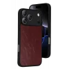 Mey İthalat®   iPhone 17 Pro Max Aras Deri Kapak - Bordo