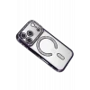 Mey İthalat®   iPhone 17 Pro Max Joke Simli Magneticsafe Kılıf - Derin Mor
