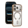 Mey İthalat®   iPhone 17 Pro Max Joke Simli Magneticsafe Kılıf - Gold