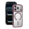 Mey İthalat®   iPhone 17 Pro Max Joke Simli Magneticsafe Kılıf - Pembe