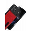 Mey İthalat®   iPhone 17 Pro Max Sara Kartvizitli Deri Kılıf - Kırmızı