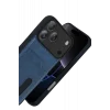 Mey İthalat®   iPhone 17 Pro Max Sara Kartvizitli Deri Kılıf - Lacivert