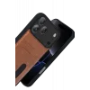 Mey İthalat®   iPhone 17 Pro Max Sara Kartvizitli Deri Kılıf - Taba