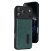 Mey İthalat®   iPhone 17 Pro Max Sara Kartvizitli Deri Kılıf - Yeşil