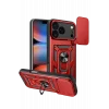 Mey İthalat®   iPhone 17 Pro Pars Lens Yüzüklü Silikon - Kırmızı
