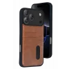 Mey İthalat®   iPhone 17 Pro Sara Kartvizitli Deri Kılıf - Taba