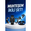 Mey İthalat® Kablosuz Bluetooth Bağlantılı Kulaklık ve Dokunmatik Ekran Akıllı Saat Arama Cevaplama
