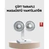 Mey İthalat® Kablosuz USB Şarjlı 720° Döner Masaüstü Fan – Çift Taraflı Serinlik ve Gece Lambası