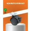 Mey İthalat® Kilitli Mini Tekerlek Ayak 4 cm 4’lü Set