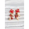 Mey İthalat® Kırmızı Yengeç Model Deniz Kabuğu Detaylı Kadın Küpe