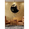 Mey İthalat® Kurt Temalı Lazer Kesim Ahşap Duvar Saati - 40x40 cm Dekoratif