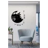 Mey İthalat® Kurt Temalı Lazer Kesim Ahşap Duvar Saati - 40x40 cm Dekoratif