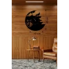 Mey İthalat® Kurt Temalı Lazer Kesim Ahşap Duvar Saati - 40x40 cm Dekoratif