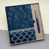 Mey İthalat® Kutulu Desenli Deri Defter Ve Metal Roller Kalem Set