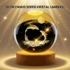 Mey İthalat® Lazer İşlemeli Yunus Kristal Küre Sıcak Işıklı Ahşap Standlı