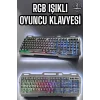 Mey İthalat® Led Işıklı  Klavye Usb Girişli RGB Işıklı Q Klavye Mouse Hediyeli