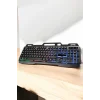 Mey İthalat® Led Işıklı  Klavye Usb Girişli RGB Işıklı Q Klavye Mouse Hediyeli