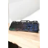 Mey İthalat® Led Işıklı  Klavye Usb Girişli RGB Işıklı Q Klavye Mouse Hediyeli