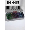 Mey İthalat® Led Işıklı  Klavye Usb Girişli RGB Işıklı Q Klavye Mouse Hediyeli